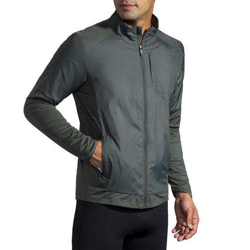 Brooks Fusion Hybrid Mens Running Jacket - DARK OYSTER 392/XXL