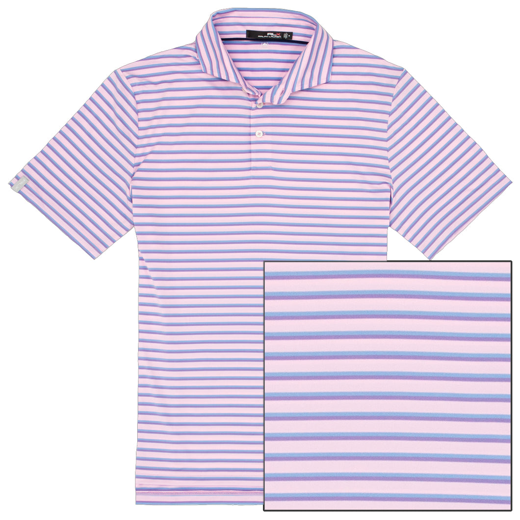 RLX Ralph Lauren Yarn Dye Airflow Pk Men Golf Polo - Carmel Pnk Mult/XL