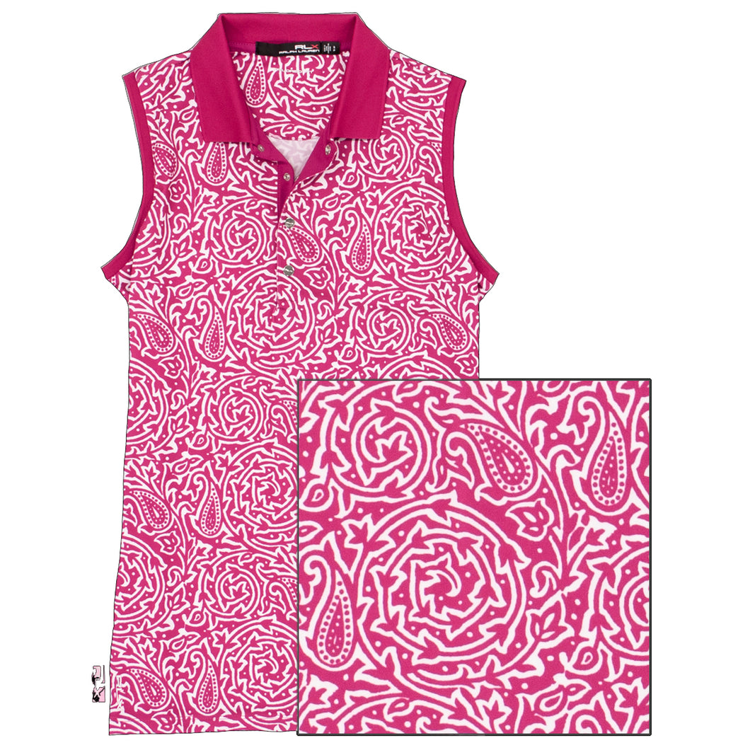 RLX Ralph Lauren Print Airflow Pk Womens Golf Polo - Arub Pk Blc Vin/L