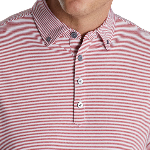 FootJoy Feeder Stripe Lisle Merlot Mens Golf Polo