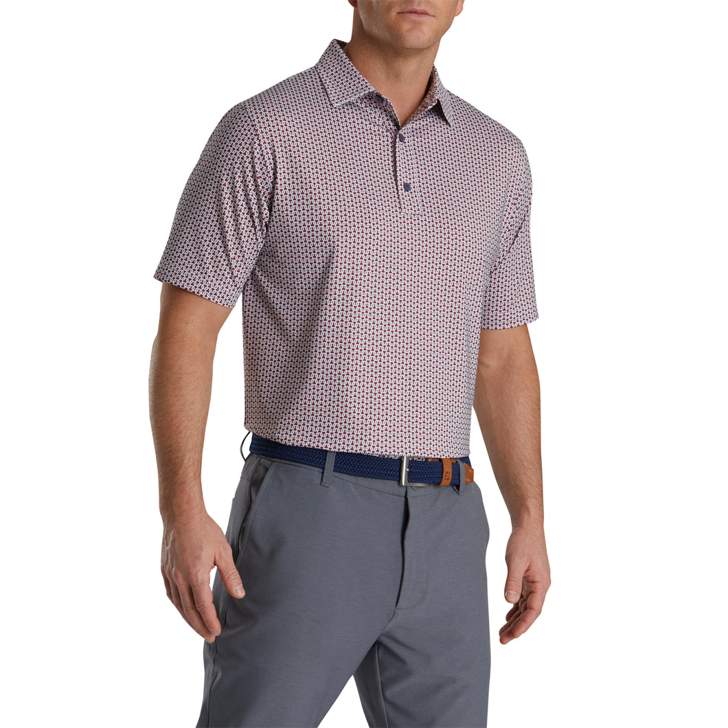 FootJoy Loop Print Lisle Merlot Mens Golf Polo