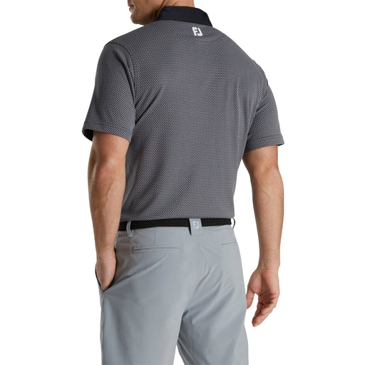 FootJoy Jacquard Dot Lisle Black Mens Golf Polo