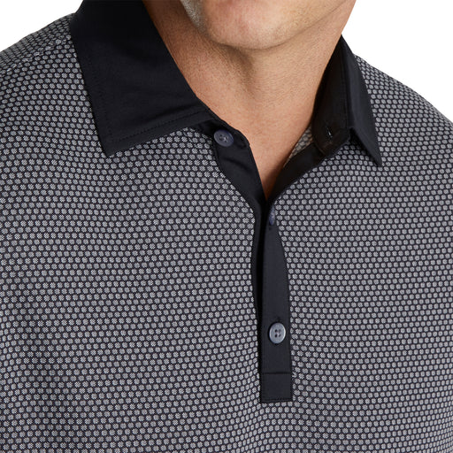 FootJoy Jacquard Dot Lisle Black Mens Golf Polo