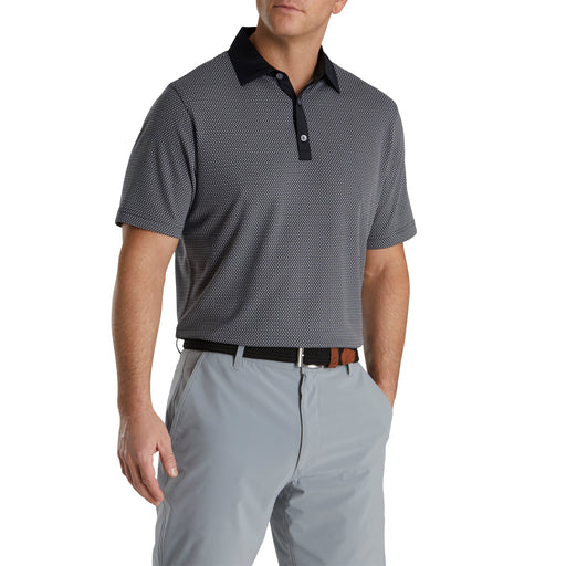 FootJoy Jacquard Dot Lisle Black Mens Golf Polo