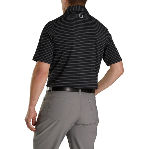 FootJoy Ath Fit Classic Stripe Blk Mens Golf Polo