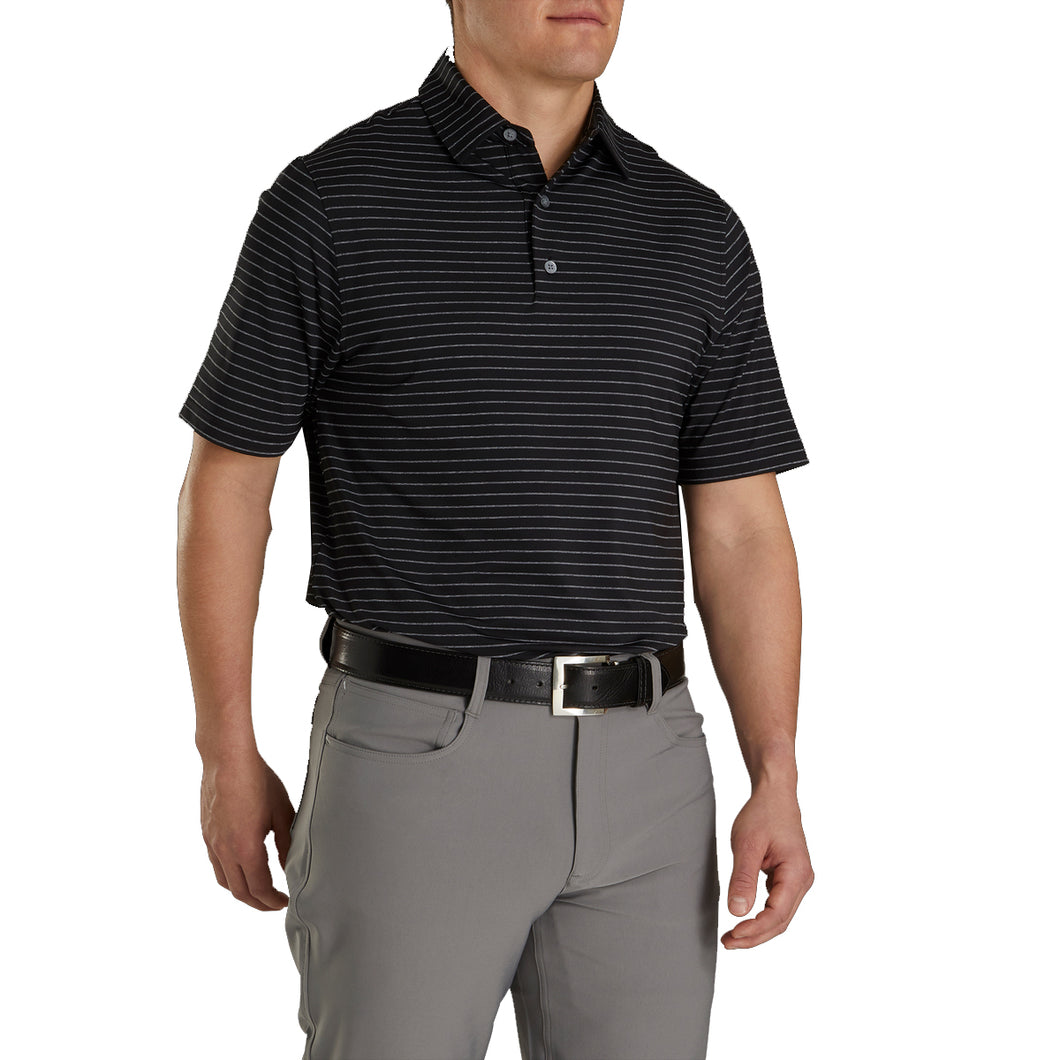 FootJoy Ath Fit Classic Stripe Blk Mens Golf Polo