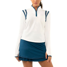 Load image into Gallery viewer, Lucky in Love Watch Me Win Wht Women LS Golf Shirt
 - 1