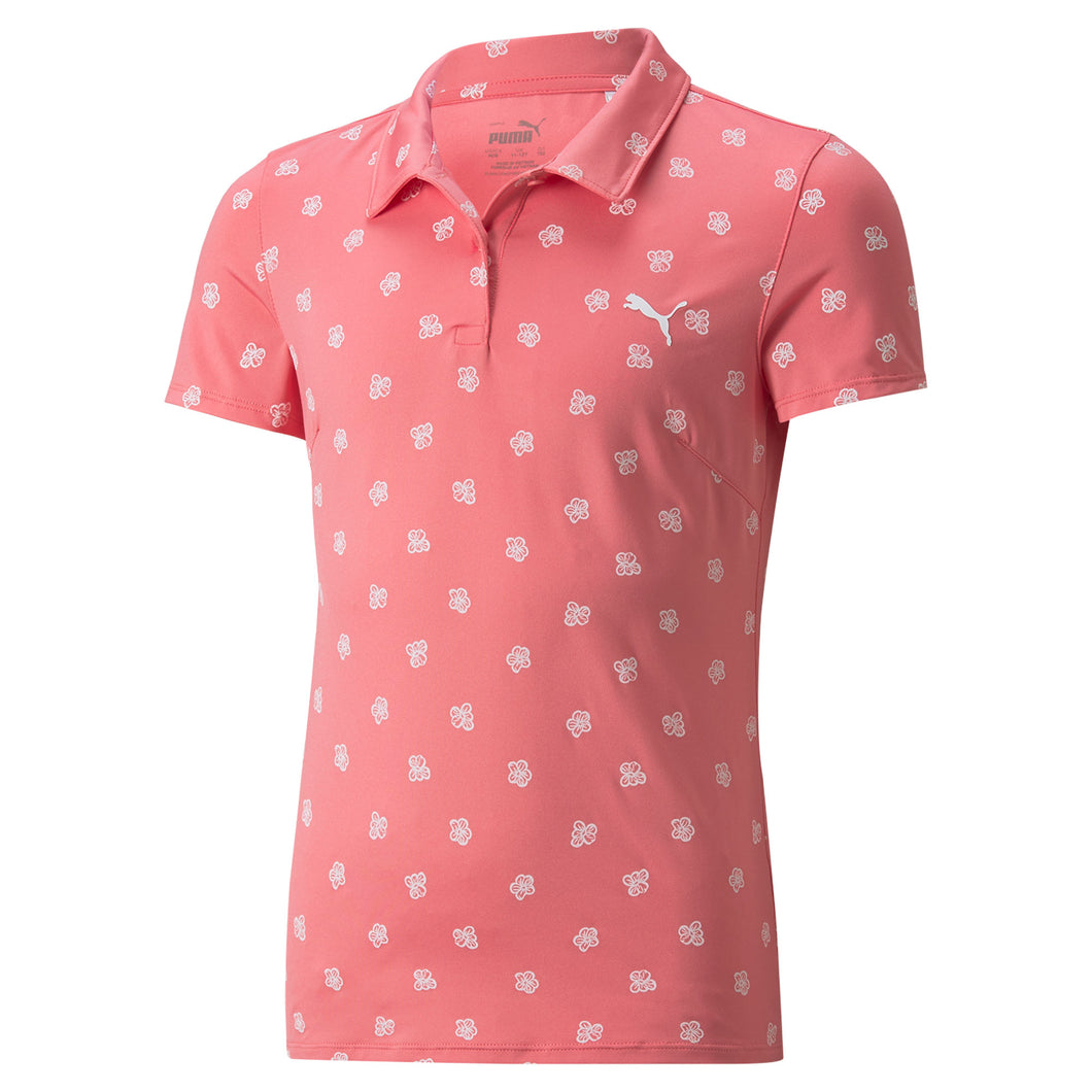 Puma MATTR Hibiscus Girls Golf Polo - Rapture Rose/L