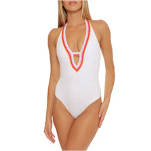 Load image into Gallery viewer, Trina Turk Tulum Halter Maillot Womens Swimsuit - White/12
 - 1