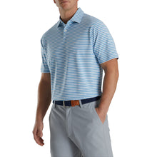 Load image into Gallery viewer, FootJoy Mini Regiment Stripe Lisle Mens Golf Polo - Dusk Blue/White/XXL
 - 1