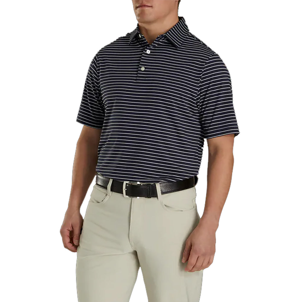 FootJoy Athletic Fit Classc Strp Ny Mens Golf Polo - Navy/White/XL