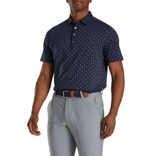 Load image into Gallery viewer, FootJoy Athletic Fit Deco Print Nvy Mens Golf Polo - Navy/Lagoon/XXL
 - 1
