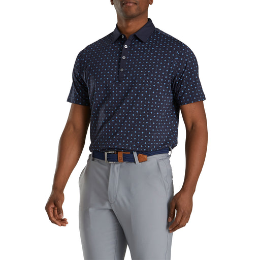 FootJoy Athletic Fit Deco Print Nvy Mens Golf Polo - Navy/Lagoon/XXL