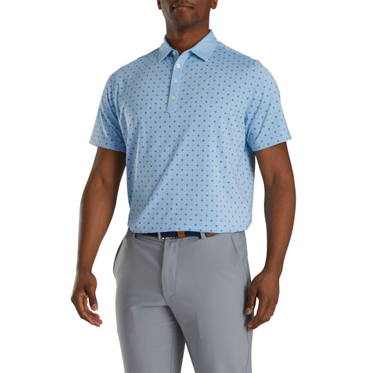 FootJoy Athletic Fit Deco Print Light Blue Mens Golf Polo