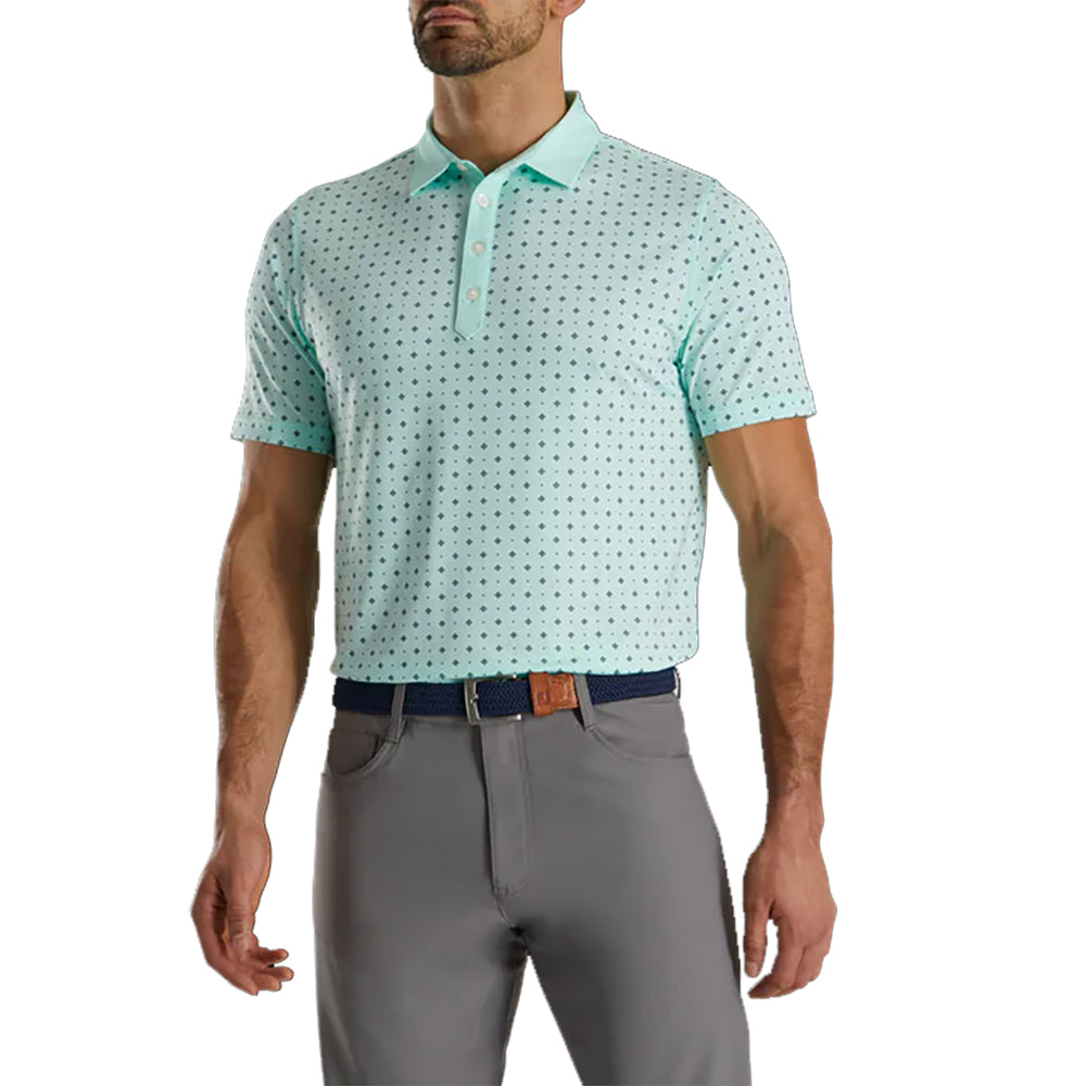 FootJoy Athletic Fit Deco Print Mint Men Golf Polo Golf Clubs