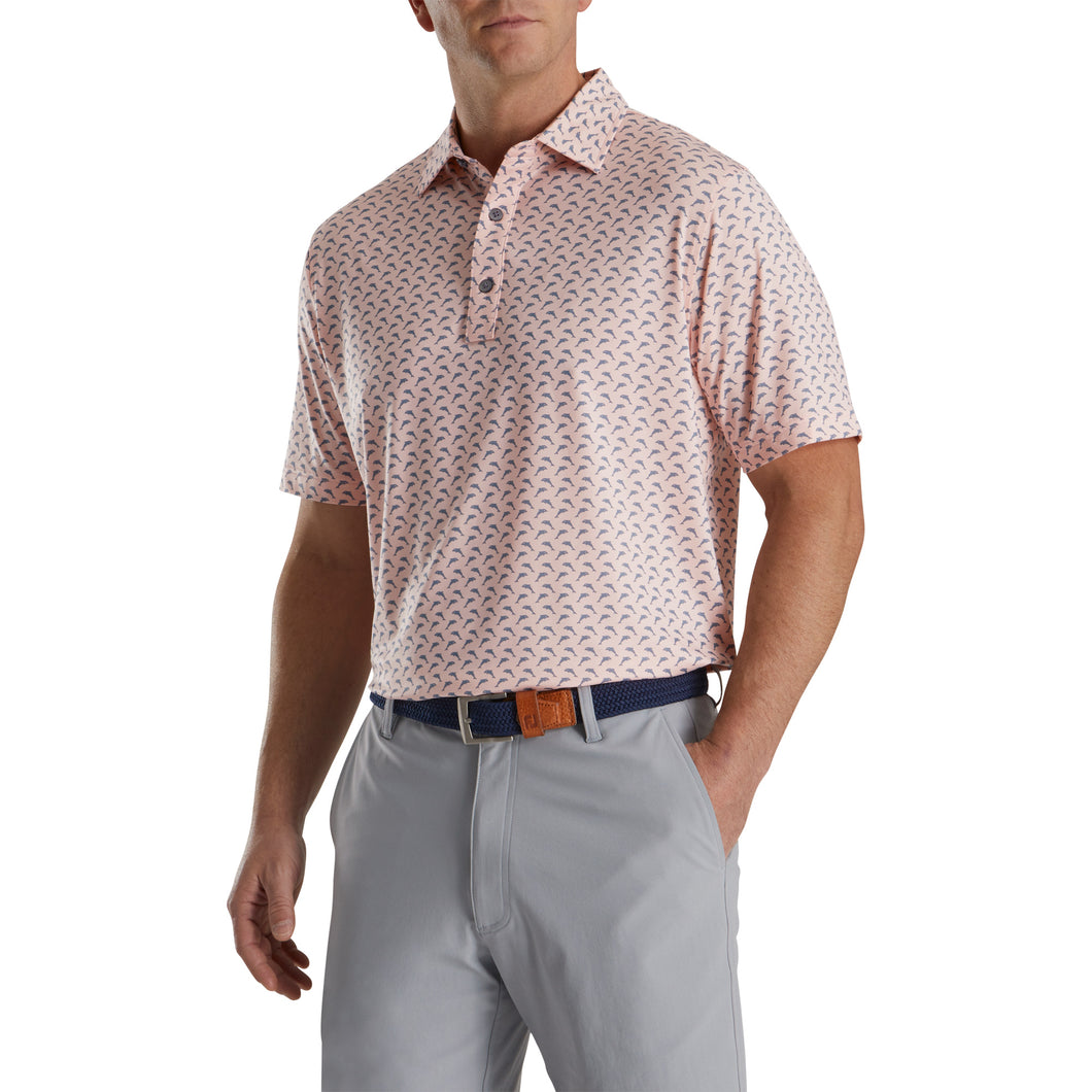 FootJoy Lisle Leap Dolphins Prnt Pk Mens Golf Polo - Qrtz Pink/Graph/XXL