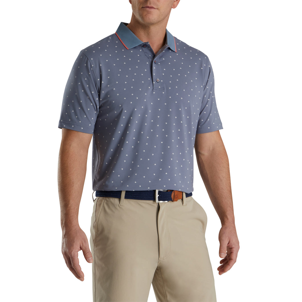 FootJoy Push Play Prnt Lisle Gy Mens Golf Polo - Graphite/White/XXL