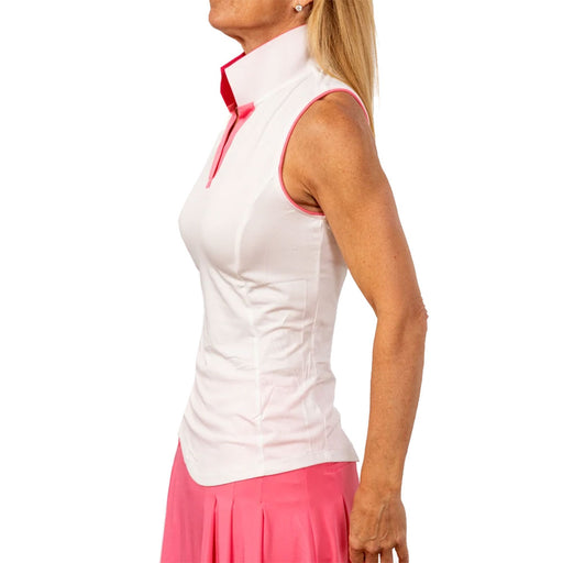 Scratch Seventy Erin Womens Sleeveless Golf Polo - White/Pink/L