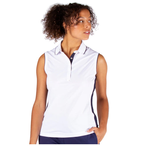 NVO Basia White Womens Sleeveless Golf Polo - WHITE 100/L