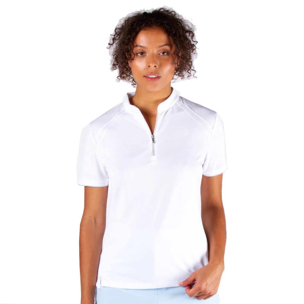 NVO Mara Mockneck White Womens Golf Polo - WHITE 100/XL