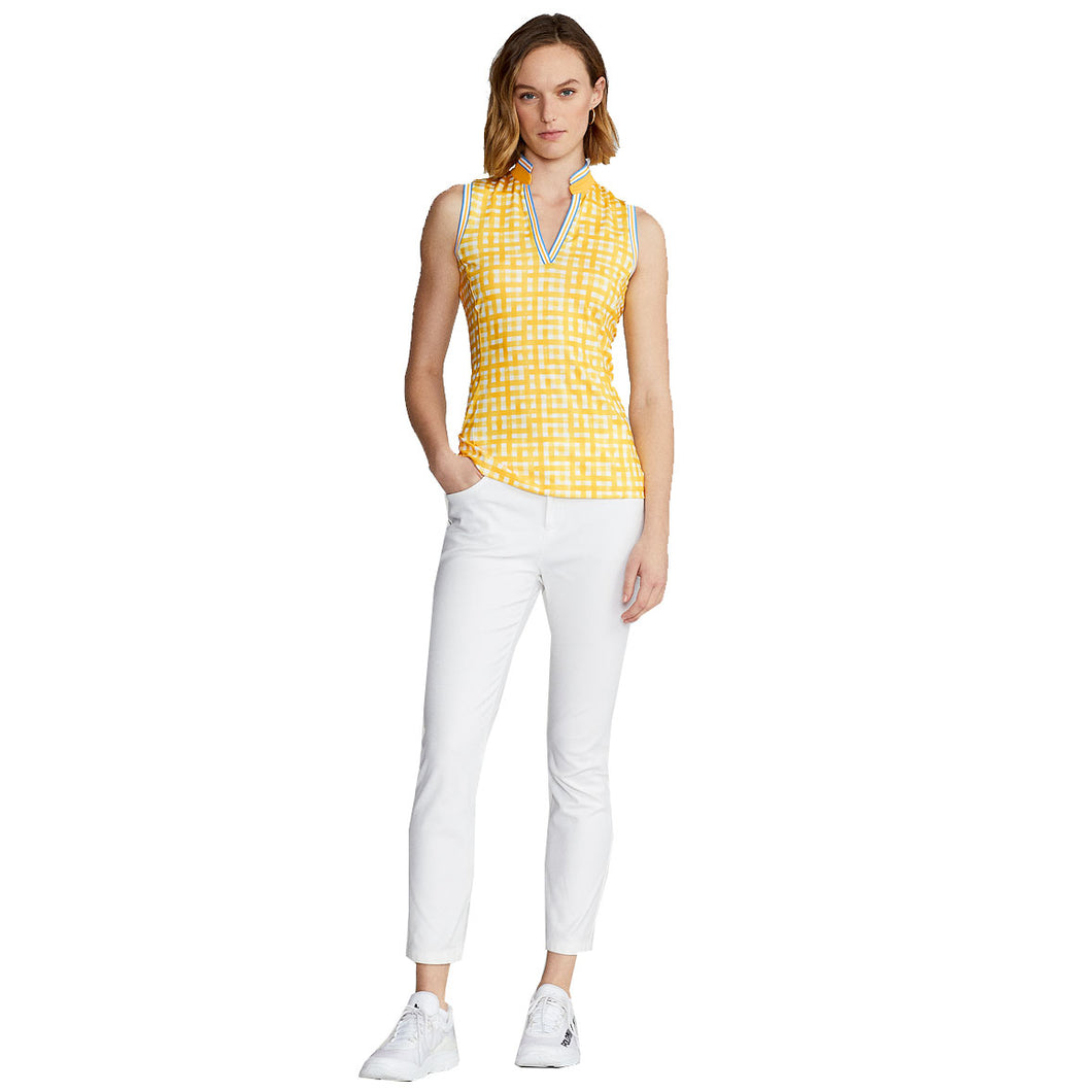 RLX Ralph Lauren Mesh Mix Yellow Wmns SL Golf Polo - Yellow Gingham/M