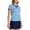 Polo Golf Ralph Lauren Performance Blue Art Stripe Womens Golf Polo