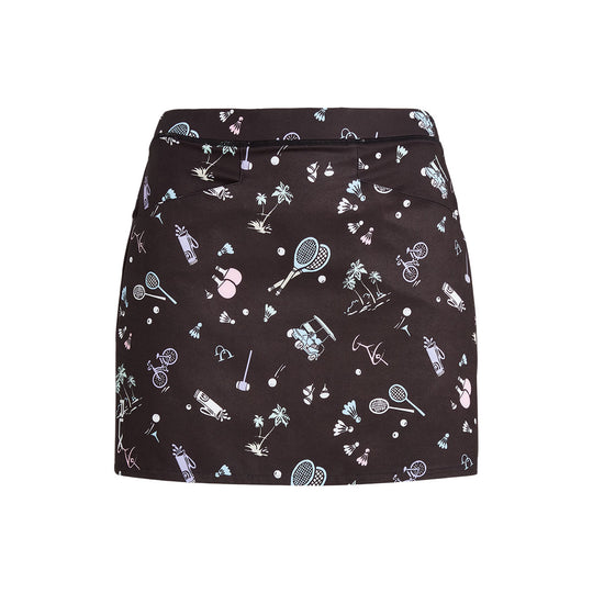 RLX Ralph Lauren Printed Aim 15in Black Racquet Womens Golf Skort