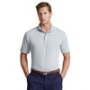 RLX Ralph Lauren Featherweight Tri-Color Stripe Elite Blue Mens Golf Polo