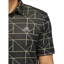 Load image into Gallery viewer, Adidas Jacquard Lines Black-Lime Mens Golf Polo
 - 2