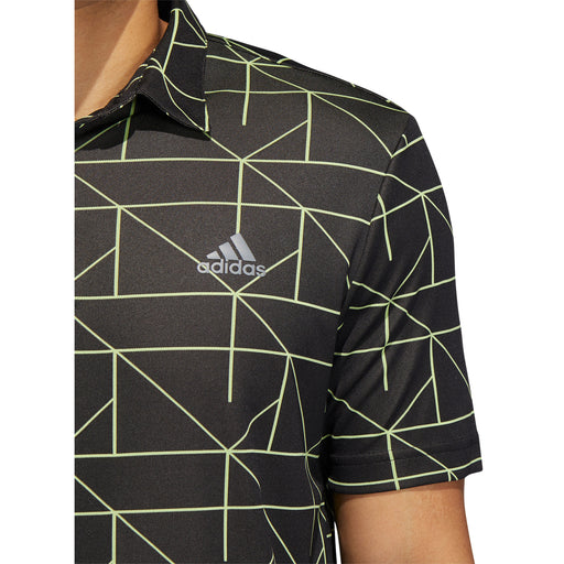 Adidas Jacquard Lines Black-Lime Mens Golf Polo