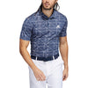 Adidas Jacquard Lines Crew Navy Mens Golf Polo