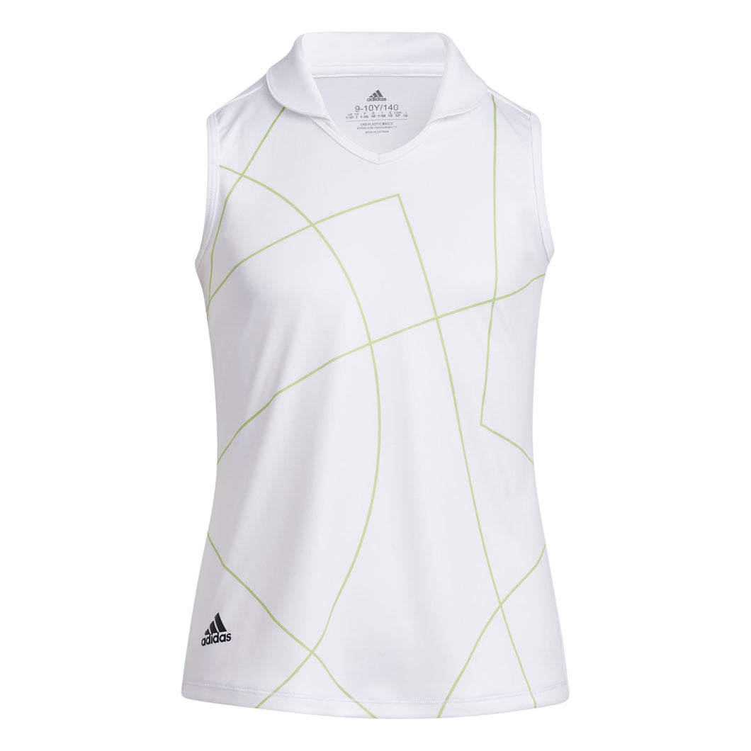 Adidas Pulse Lime White Girls Sleeveless Golf Polo - Pulse Lime/Wht/XL