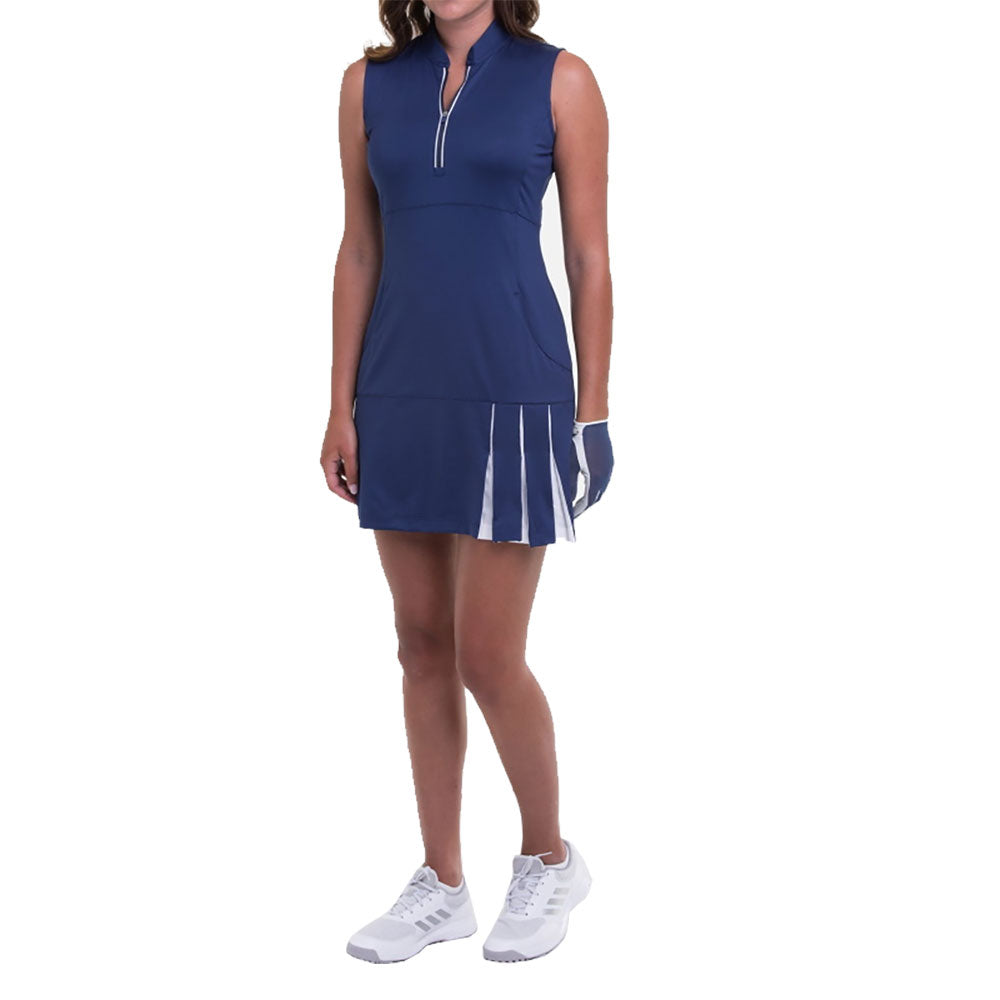 EP NY Zip Mandarin Collar Inky Womens Golf Dress - INKY MULTI 4061/L