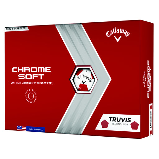 Callaway Chrome Soft Truvis Golf Balls - Dozen - White/Red