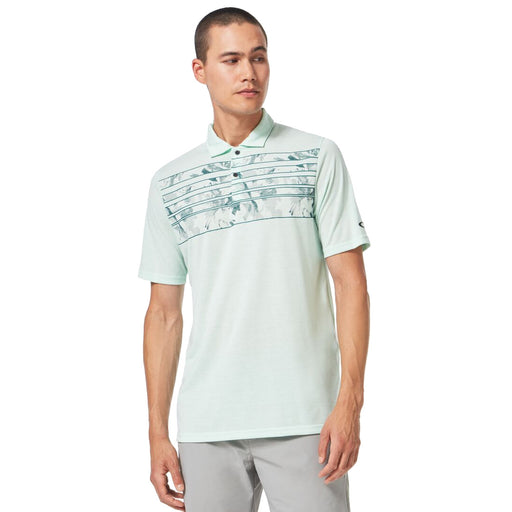 Oakley Azalea Stripe Mens Golf Polo - Bay Grn Htr 7ta/XL