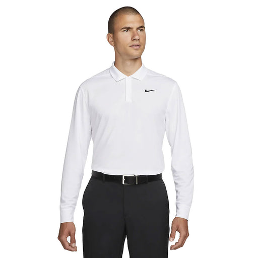Nike Dri-Fit Victory Mens Long Sleeve Golf Polo - WHITE 100/XXL