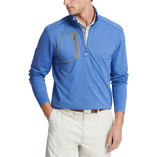 RLX Ralph Lauren Brushed Back Tech Jersey Retreat Blue Mens Golf 1/2 Zip