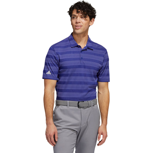 Adidas Two-Color Striped Indigo Mens Golf Polo - Indigo/Lt Purpl/XL