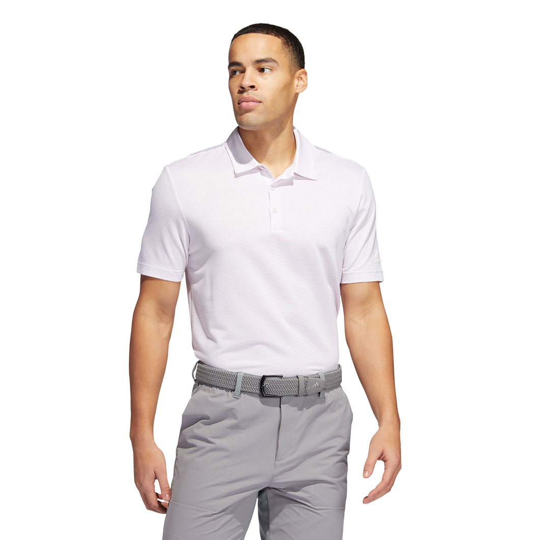 Adidas Ottoman Stripe Mens Golf Polo - Almost Pink/Wht/XXL