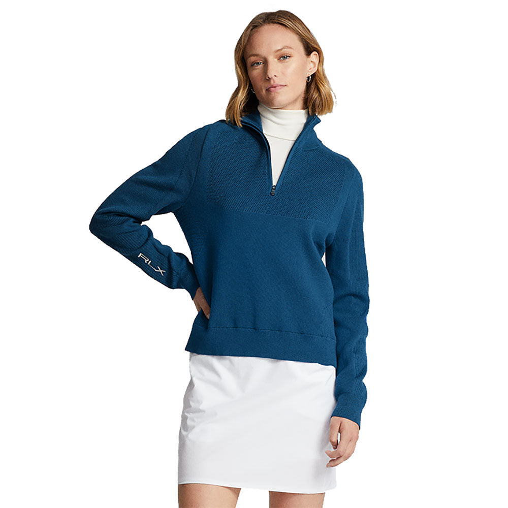 RLX Ralph Lauren Wool-Blend Indigo Wmns Golf Swter - Indigo Blue/L