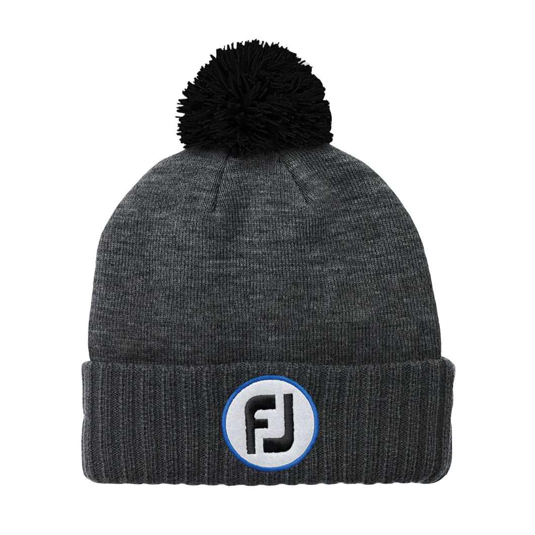 FootJoy Winter Knit Pom Pom Hthr Unisex Golf Beani - Charcoal Heathr