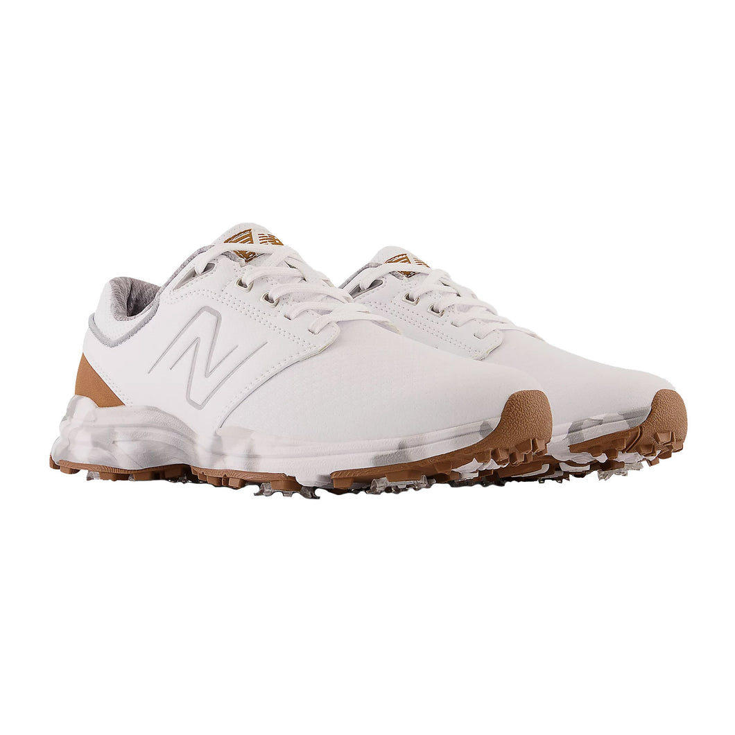 New Balance Brighton Spiked Mens Golf Shoes - White/Brown/D Medium/14.0