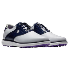 Load image into Gallery viewer, FootJoy Traditions Spikeless Womens Golf Shoes - White/Navy/Pur/B Medium/10.0
 - 1