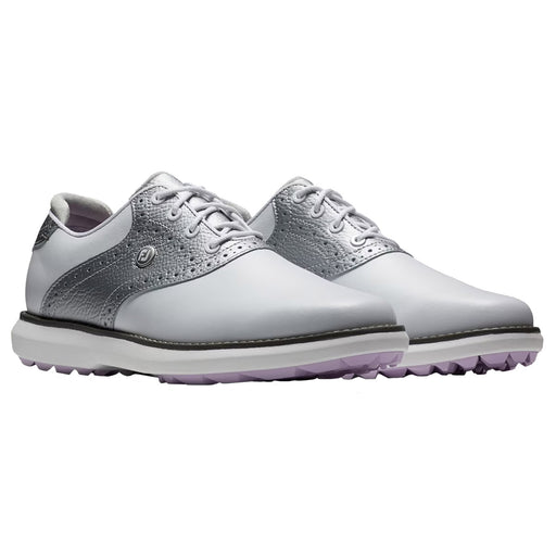 FootJoy Traditions Spikeless Womens Golf Shoes - White/Slvr/Pur/B Medium/11.0