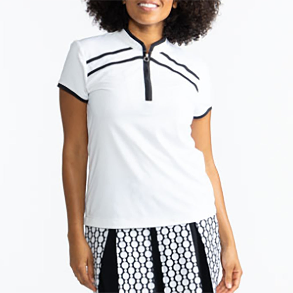 Kinona Gimme Putt Womens Short Sleeve Golf Shirt - WHITE/BLACK 004/XL