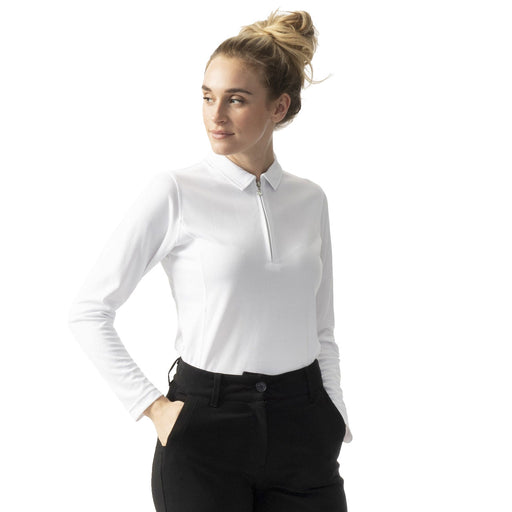 Daily Sports Macy Wht Womens Long Sleeve Golf Polo - WHITE 100/XL