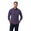 Mizzen + Main Leeward Trim Fit Dress Blues Tartan Long Sleeve Mens Dress Shirt