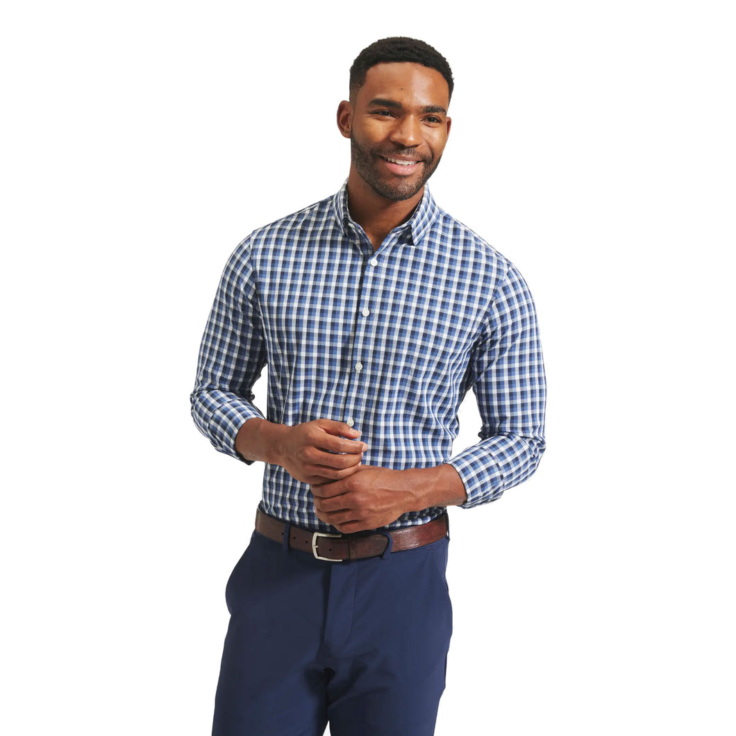Mizzen + Main Leeward Classic Navy Men Dress Shirt - Navy Mult Check/XXL
