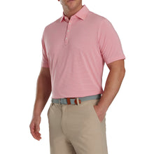 Load image into Gallery viewer, FootJoy Micro Feeder Stripe Mens Golf Polo - Coral Red/White/XL
 - 1