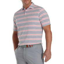 Load image into Gallery viewer, FootJoy Space Dye Stripe Mens Golf Polo - White/Nvy/Coral/XL
 - 1